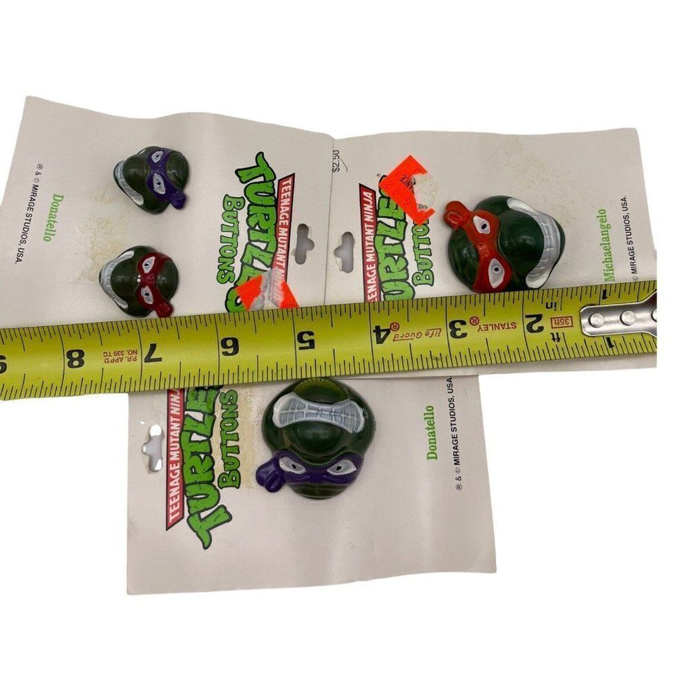 Vintage Teenage Mutant Ninja Turtle Sew on Button Sewing TMNT Complete Set NOS - Picture 8 of 8